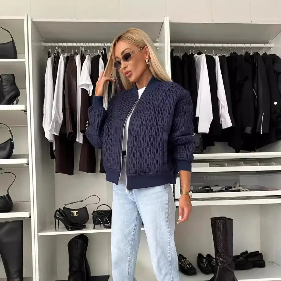 Dakota | Quilted Cropped Bomber Jacket