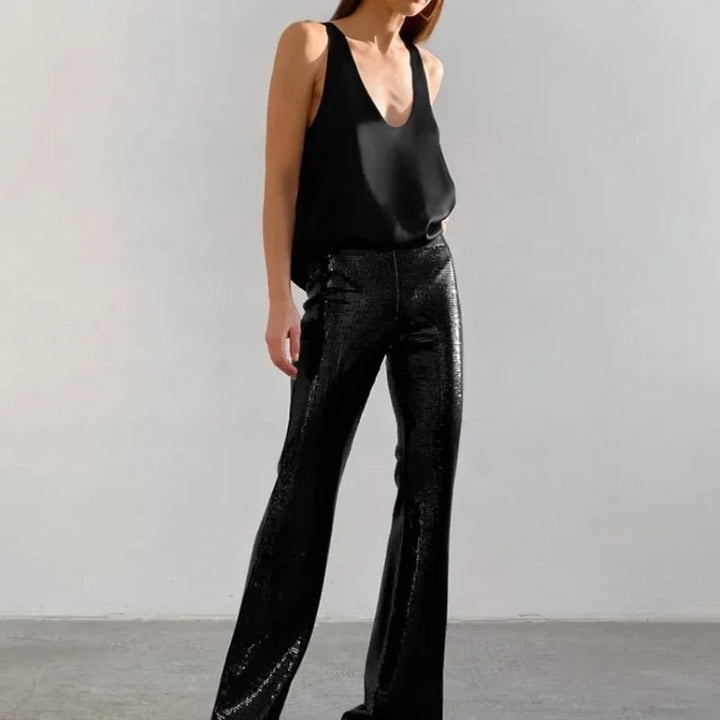 Isla | Women's Satin Plunging U-Neck Relaxed-Fit Tank Top