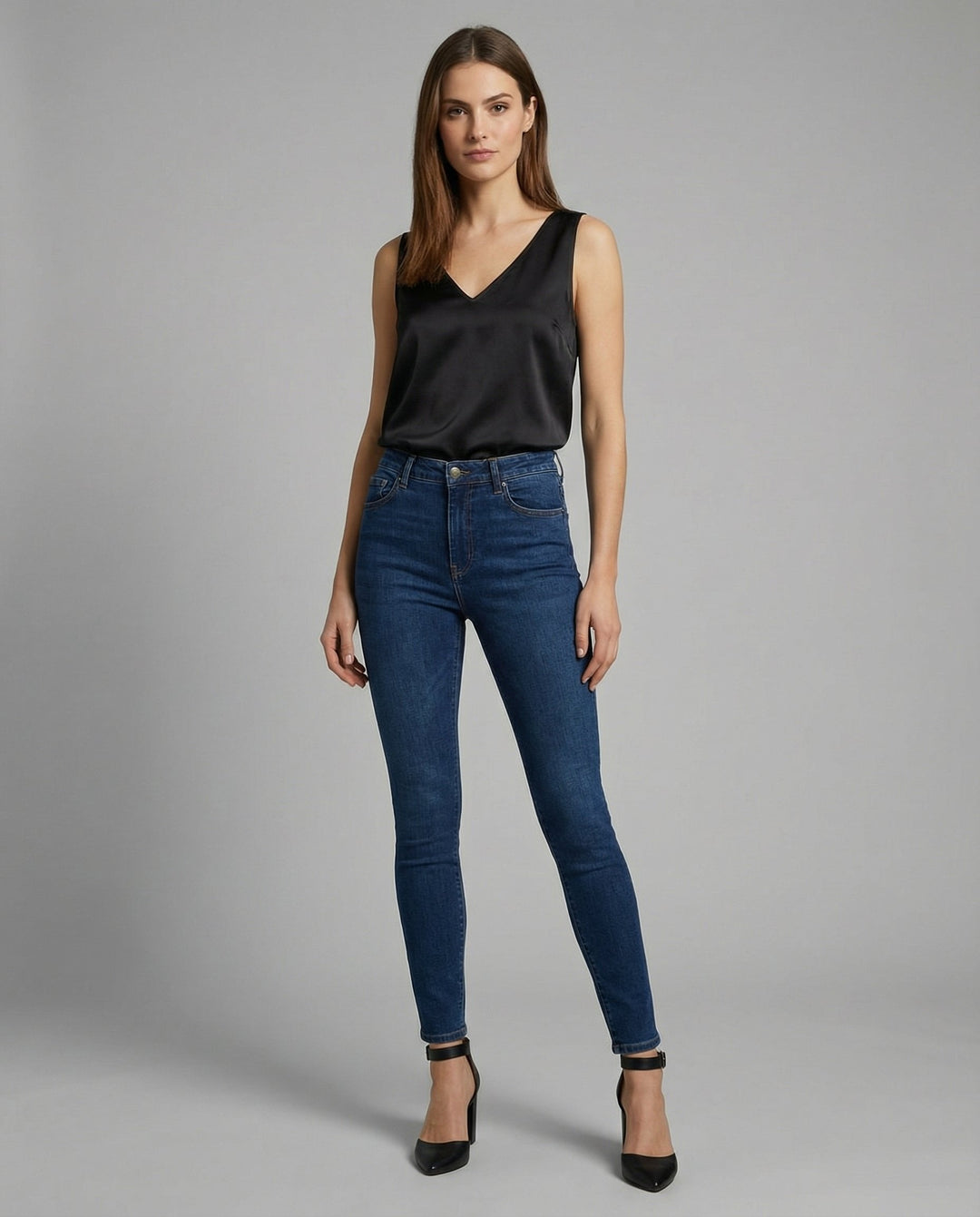 Freya | Women's Satin V-Neck Wide-Strap Camisole Top