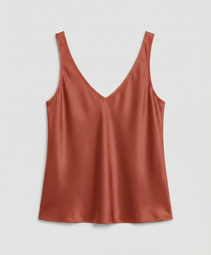 Freya | Women's Satin V-Neck Wide-Strap Camisole Top
