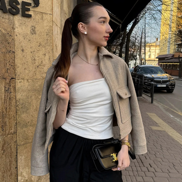 Blair | Cropped Zip Up Bomber Jacket