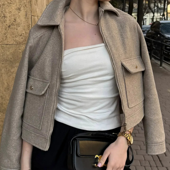 Blair | Cropped Zip Up Bomber Jacket