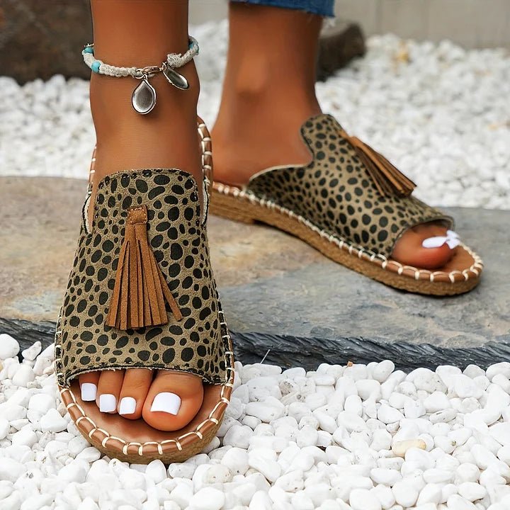 Willow | Women's Slip-On Sandals Open Toe Tassel Embroidered Flat - Women's Embroidered | Nancy Callen Fashion