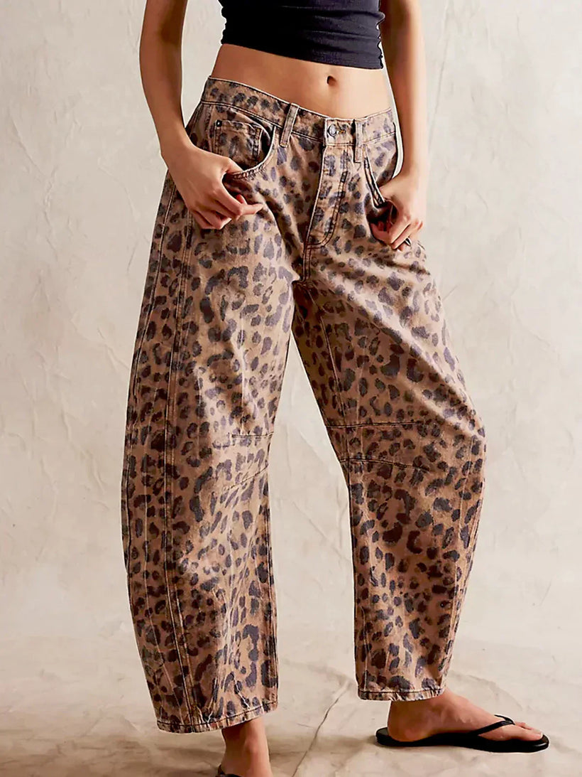 Danielle | Leopard Print Wide Leg Jeans