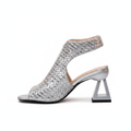 Zina Sculpt Heels for Women | Block Heel Dress Shoes Woven Open Toe