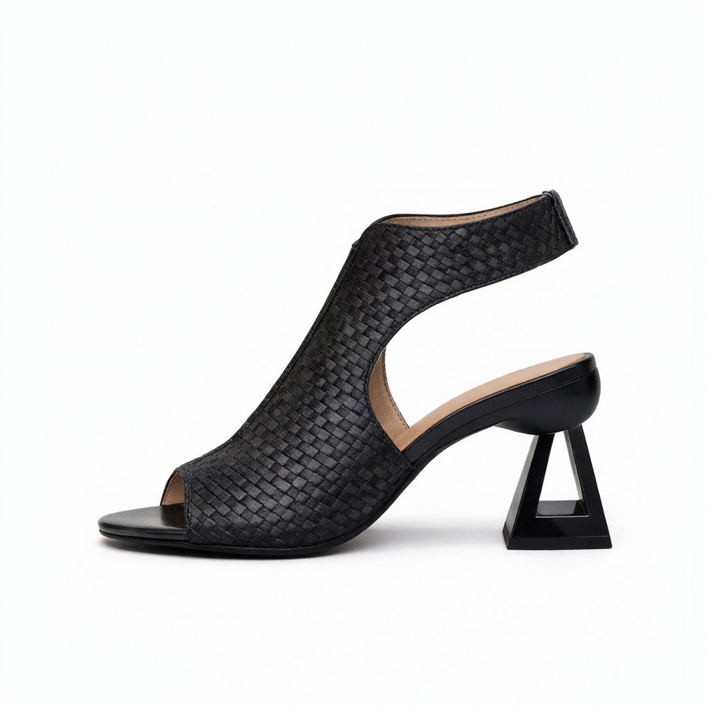 Zina Sculpt Heels for Women | Block Heel Dress Shoes Woven Open Toe